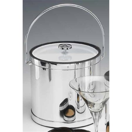 SHARPTOOLS Mylar Polished Chrome 3 Quart Ice Bucket with Bale Handle Lucite Cover with Flat Knob SH88576